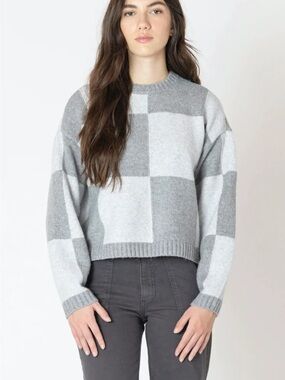Dreamers by Debut - Gray Checker Knit Sweater - Women's Casual Pullover
